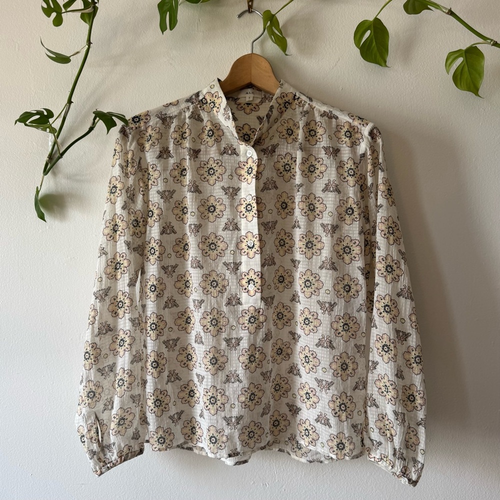 A.L.C. Floral Cream Blouse Size 0